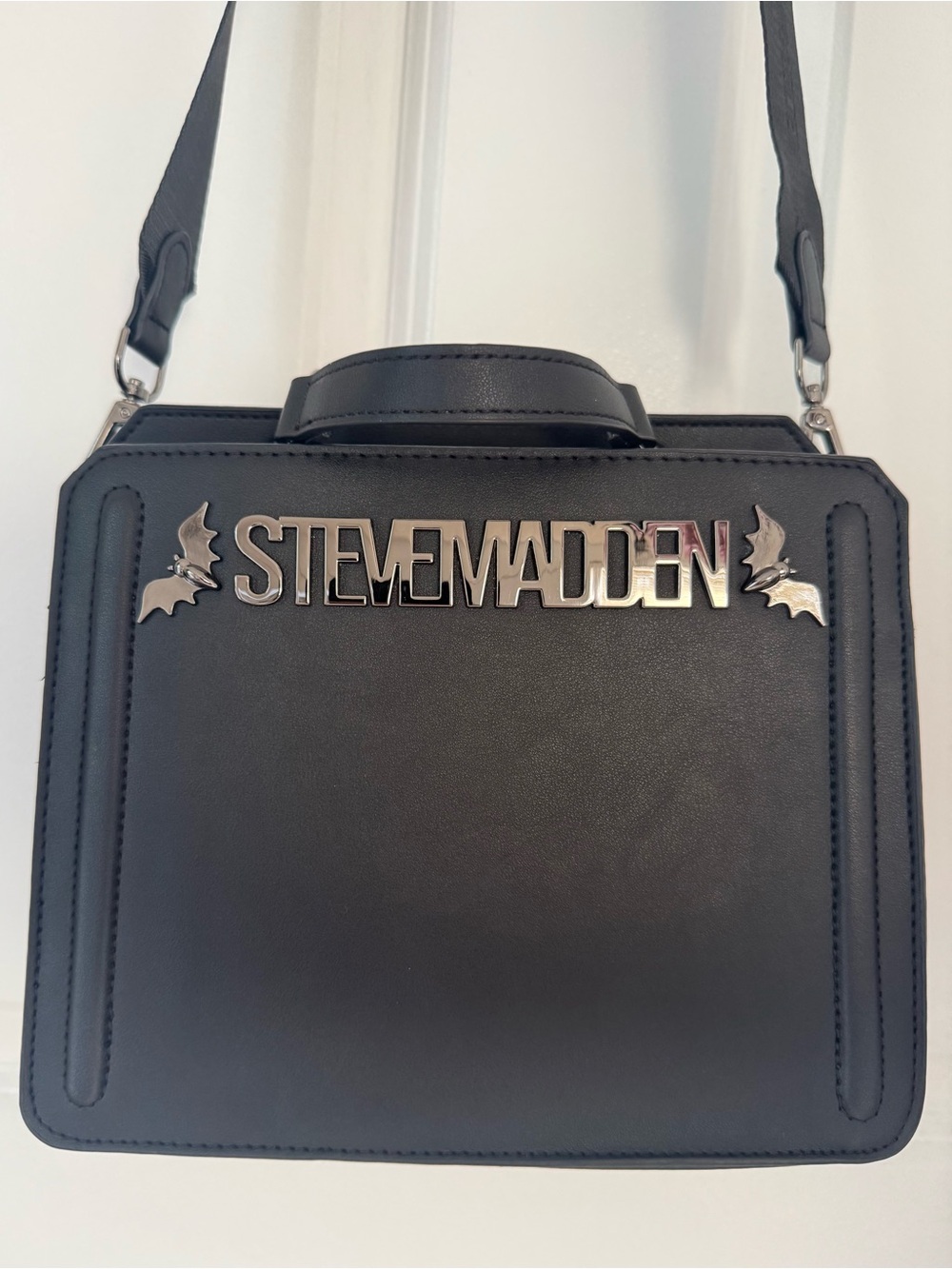 Steve Madden Black Crossbody Bag with Silver Hardware